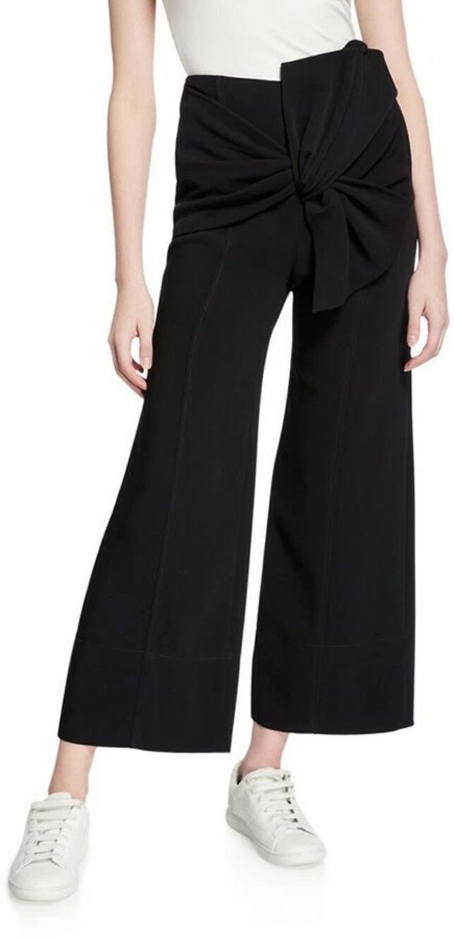 Cinq à Sept Connie Wide Leg Pant Bow Front Black NEW Size 10 Cropped